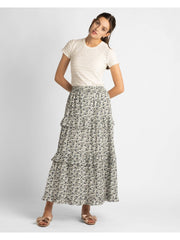 Florence Blue Floral Tiered Maxi Skirt